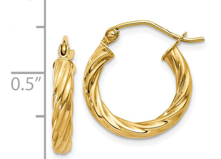 14k Polished Twisted Hoop Earrings (Style TC387)