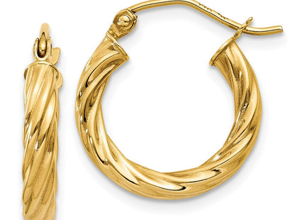 14k Polished Twisted Hoop Earrings (Style TC387)