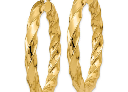 14k Polished Twisted Hoop Earrings (Style TC392)