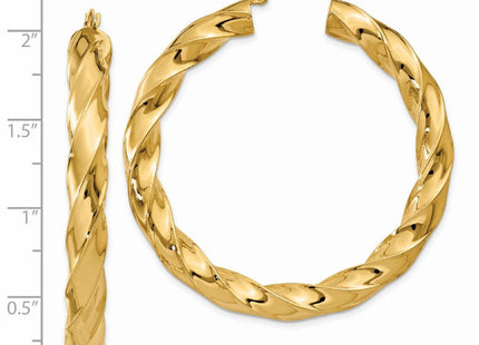 14k Polished Twisted Hoop Earrings (Style TC392)