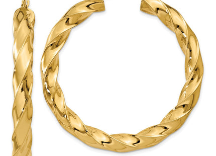 14k Polished Twisted Hoop Earrings (Style TC392)