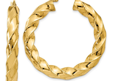 14k Polished Twisted Hoop Earrings (Style TC393)