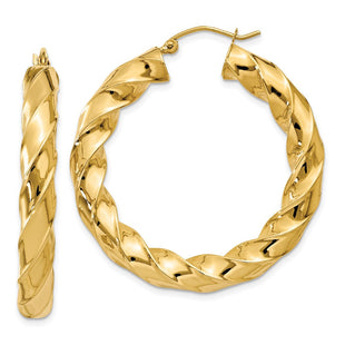14k Polished Twisted Hoop Earrings (Style TC393)