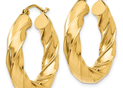14k Polished Twisted Hoop Earrings (Style TC395)