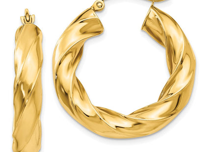 14k Polished Twisted Hoop Earrings (Style TC395)