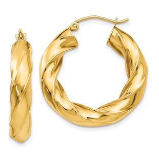 14k Polished Twisted Hoop Earrings (Style TC395)