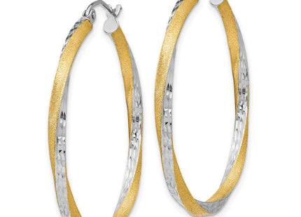 14k & Rhodium Diamond-cut Twisted Hoop Earrings (Style TC436)