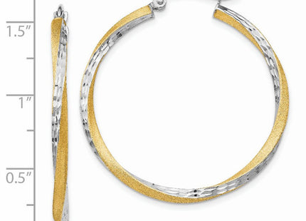 14k & Rhodium Diamond-cut Twisted Hoop Earrings (Style TC436)