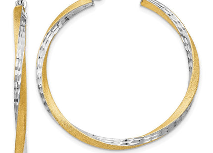 14k & Rhodium Diamond-cut Twisted Hoop Earrings (Style TC436)