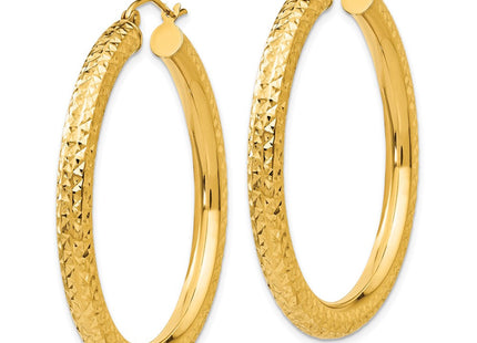 14k Diamond-cut Round Hoop Earrings (Style TC533)