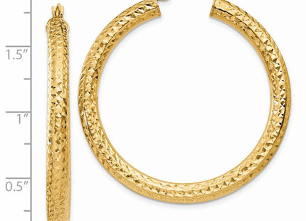 14k Diamond-cut Round Hoop Earrings (Style TC533)