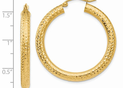 14k Diamond-cut Round Hoop Earrings (Style TC534)