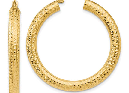 14k Diamond-cut Round Hoop Earrings (Style TC534)