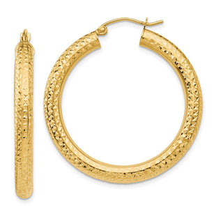 14k Diamond-cut Round Hoop Earrings (Style TC534)