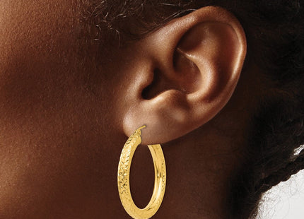 14k Diamond-cut Round Hoop Earrings (Style TC535)