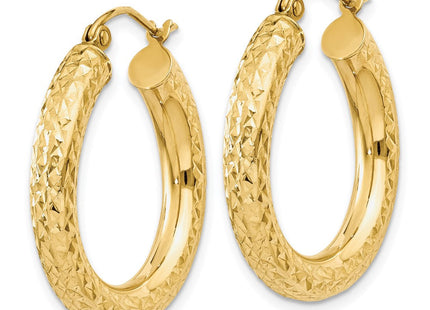 14k Diamond-cut Round Hoop Earrings (Style TC536)