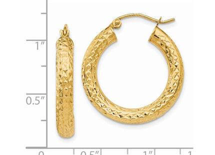 14k Diamond-cut Round Hoop Earrings (Style TC536)