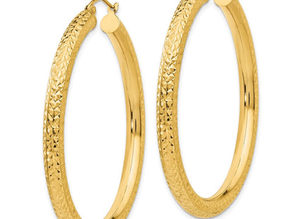 14k Diamond-cut Round Hoop Earrings (Style TC537)