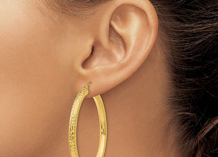 14k Diamond-cut Round Hoop Earrings (Style TC537)