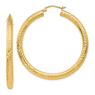 14k Diamond-cut Round Hoop Earrings (Style TC537)