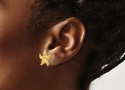 14K gold starfish earrings, another view