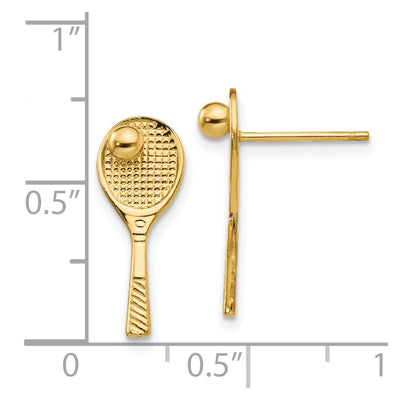 14K Tennis Racquet w/Ball Post Earrings