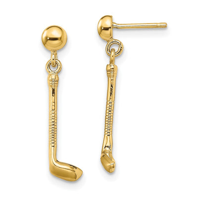 14K Golf Club Dangle Earrings