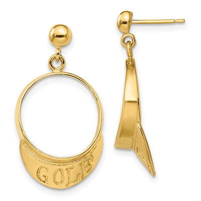 14K 3-D Golf Visor Dangle Post Earrings