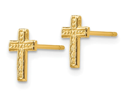 14k Polished Cross Post Earrings (Style TC628)