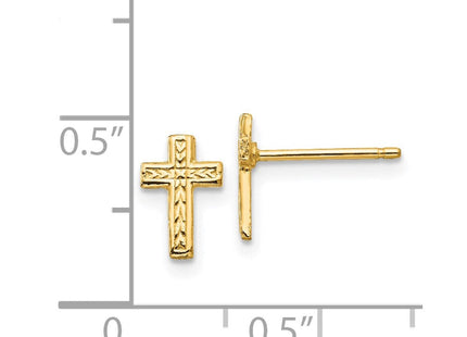 14k Polished Cross Post Earrings (Style TC628)