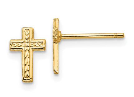 14k Polished Cross Post Earrings (Style TC628)