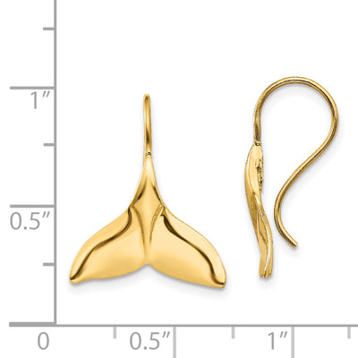 14K Whale Tail Wire Earrings
