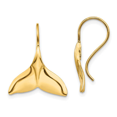 14K Whale Tail Wire Earrings
