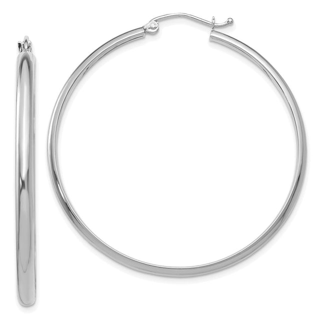 14k White Gold Polished Hoop Earring, 40 x 2.75mm