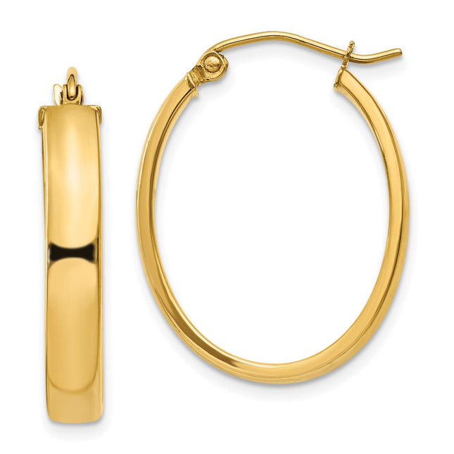 14k Lightweight Oval Hoop Earrings, 24 x 4mm