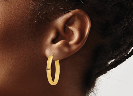 14K gold oval hoop earrings, another view
