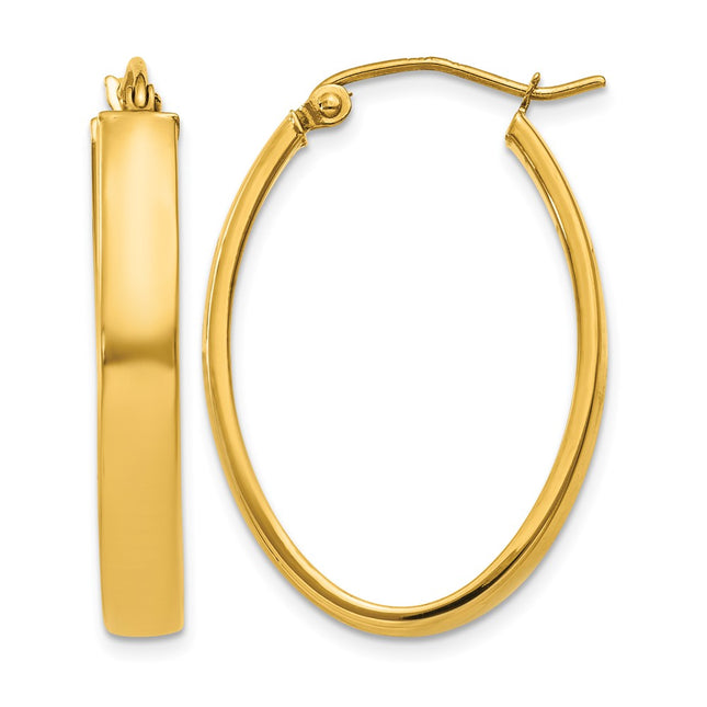14k Lightweight Oval Hoop Earrings, 27.75 x 4mm
