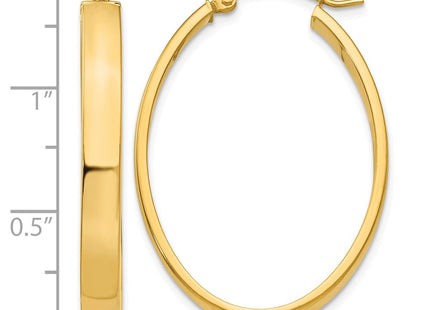 14K gold oval hoop earrings, further view