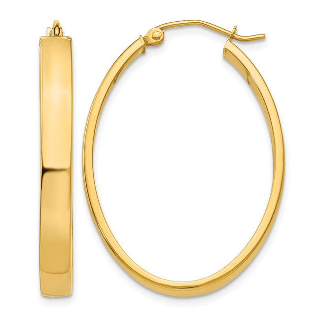 14k Lightweight Oval Hoop Earrings, 34 x 4mm