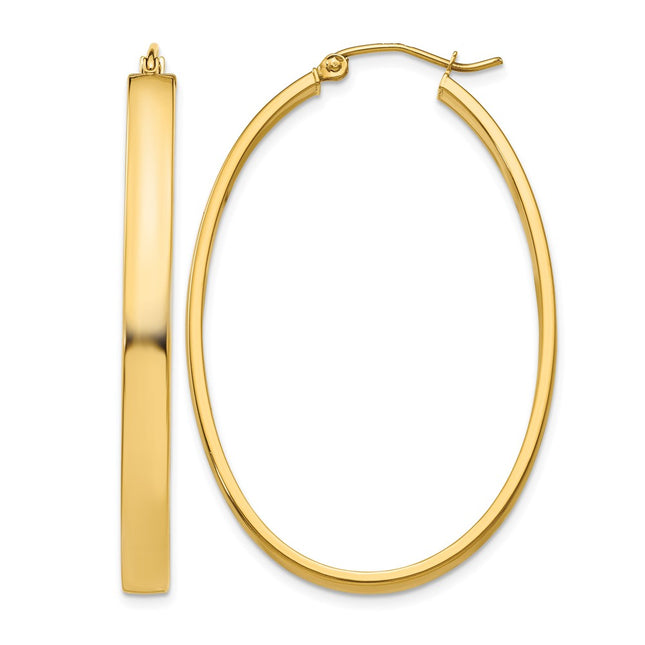 14k Lightweight Oval Hoop Earrings, 42 x 4mm