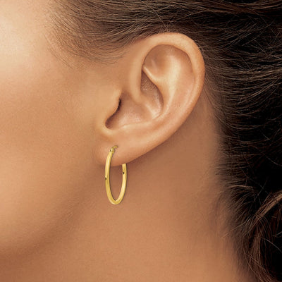 14K Twist Polished Hoop Earring, 12 x 2mm