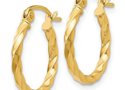 14k Twist Polished Hoop Earring, 12 x 2mm