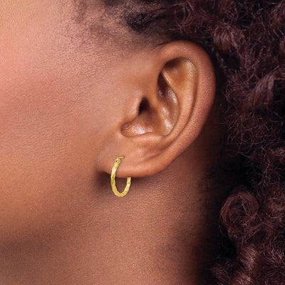 14K Twist Polished Hoop Earring, 12 x 2mm