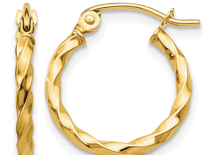 14k Twist Polished Hoop Earring, 12 x 2mm