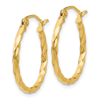 14K Twist Polished Hoop Earring, 15 x 2mm