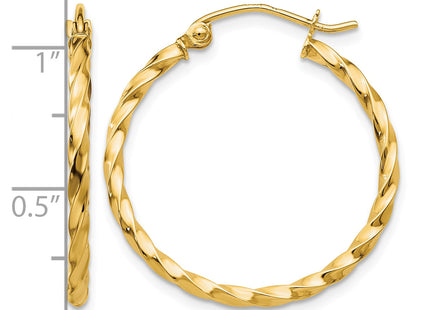 14k Twist Polished Hoop Earring, 22 x 2mm
