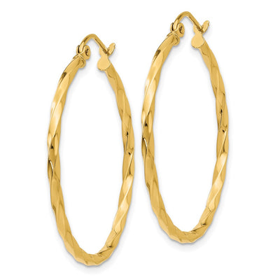 14K Twist Polished Hoop Earring, 26 x 2mm