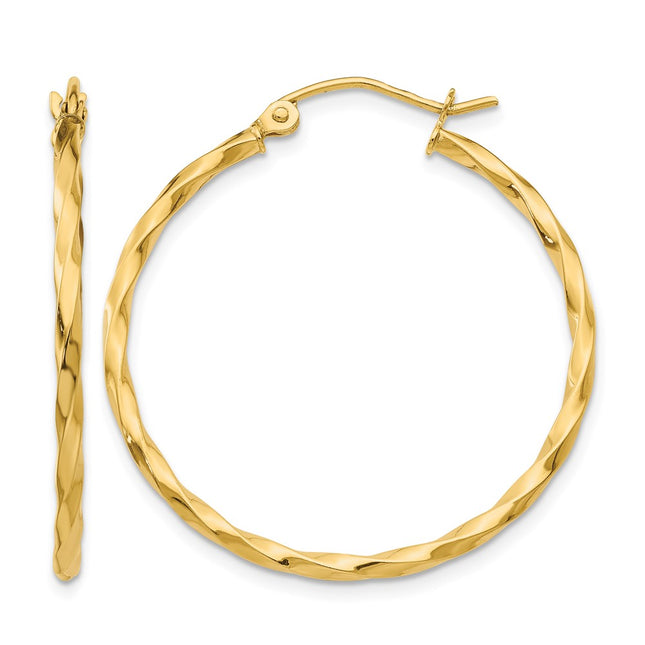 14k Twist Polished Hoop Earring, 26 x 2mm