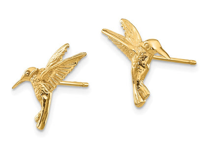 14K gold hummingbird earrings, alternate view