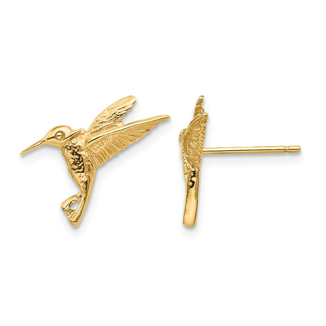14k Hummingbird Post Earrings, 13 x 16mm